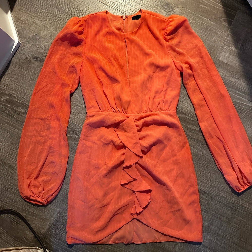 NBD Orange Long Sleeve Formal Dress